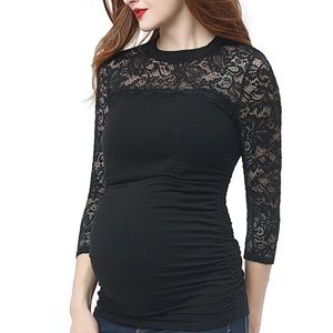 NEW W TAGS! Kimi + Kai maternity Rainey ruched lace top